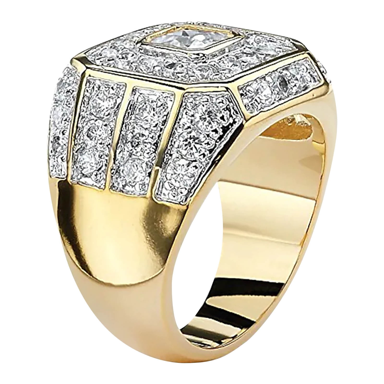 GENTS YELLOW GOLD FASHION RING WITH 4 DIAMONDS, 1/7 CT TW - Howard's Jewelry  Center