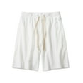 thumbnail image 1 of Men's Fashion 2024 Athletic Casual Cargo Shorts Classic Relaxed Fit Drawstring Elastic Waist Breathable Solid Color Cotton Side Pockets Short Pants Sport Shorts with Pockets, 1 of 3