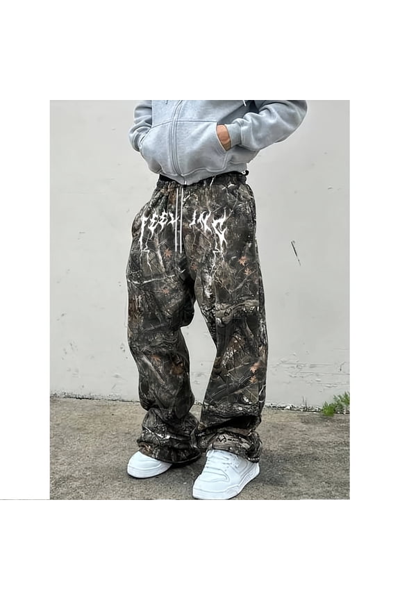 Men's Fashion All-Over Camouflage Printing Sweatpants Casual Outdoor Daily Wear Pants, Camo Pants Men, Baggy Camo Pants Camo Joggers