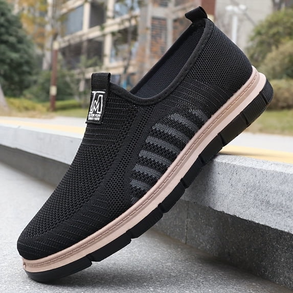 Men's Fashion Brown Loafers - Breathable Mesh Lining, Comfortable Non-slip Casual Shoes, Suitable for Walking and Driving, Striped Pattern for All-season Wear, Ideal for Outdoor Activities