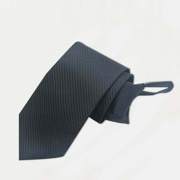 Men's Fashion Business 8cm Formal Solid Color Polyester Silk Lazy Zipper No Knot Tie Great Gifts Dark Gray