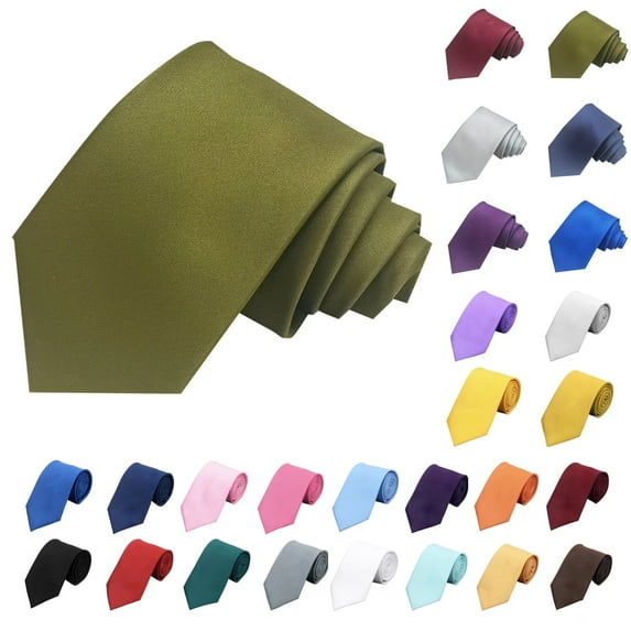 Men's Fashion Business 8cm Formal Wear Solid Color Polyester Silk Hand Tie Family Gifts Army Green