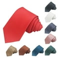 thumbnail image 1 of Men's Fashion Business 8cm Formal Wear Solid Color Polyester Silk Hand Tie Family Gifts Red, 1 of 5
