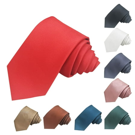 Men's Fashion Business 8cm Formal Wear Solid Color Polyester Silk Hand Tie Family Gifts Red