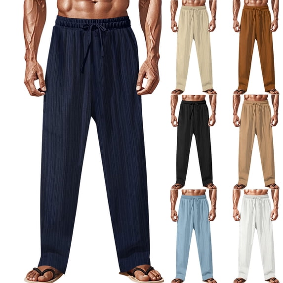 Men's Fashion Cargo Hiking Pants Drawstring Joggers Pants Workout Sweatpants Straight Leg Cargo Pants with Pockets