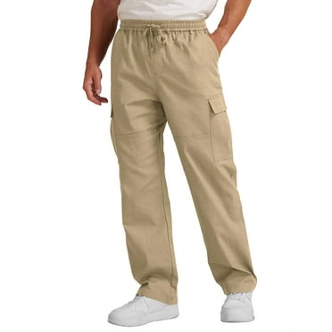 GIRUNS Men's Fashion Cargo Hiking Pants - Drawstring Joggers Pants Workout Sweatpants Straight Leg Cargo Pants with Pockets