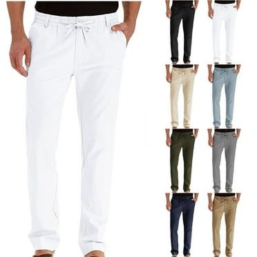 Men's Fashion Cargo Workout Sweatpants Business Loose Large Size Drawstring Elastic Waist All-match Solid Color Pants with Pockets