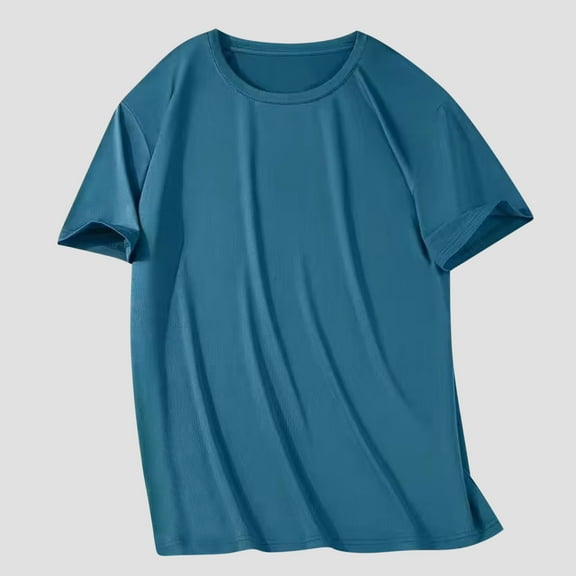 Men's Fashion Casual Cotton Shirt Round Neck Solid Color Casual Summer T Shirts Short Sleeve Comfy Classic Basic Tee