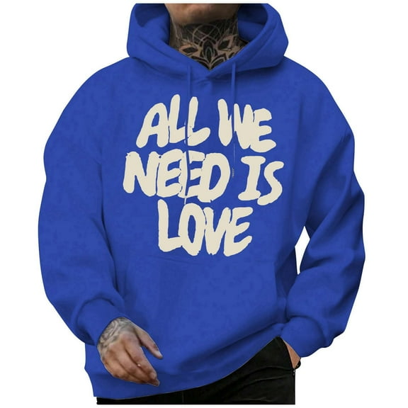 Men's Fashion Casual Digital Letter Print Hooded Sweatshirt Long Sleeve Pullover Top Oversized Pullover Long Sleeve Crewneck Casual Tops