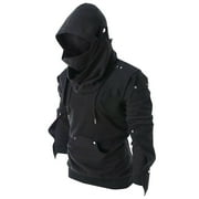 Mens Fashion Casual Hoodies Side Lace Up Fleece Gothic Hoodie Sweatshirt Hoodies Medieval Assassin Cosplay Costume