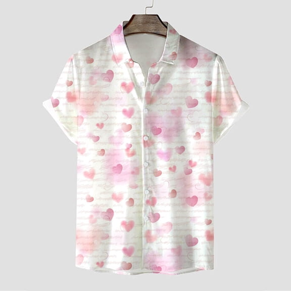 Men's Fashion Casual Long Sleeve Print Shirt Polyester for Valentine's Day Weddings Parties