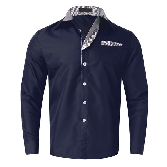 Men's Fashion Casual Long Sleeve Shirt - Solid Color Collar Button Design, Cotton Linen Blend for Work/Leisure