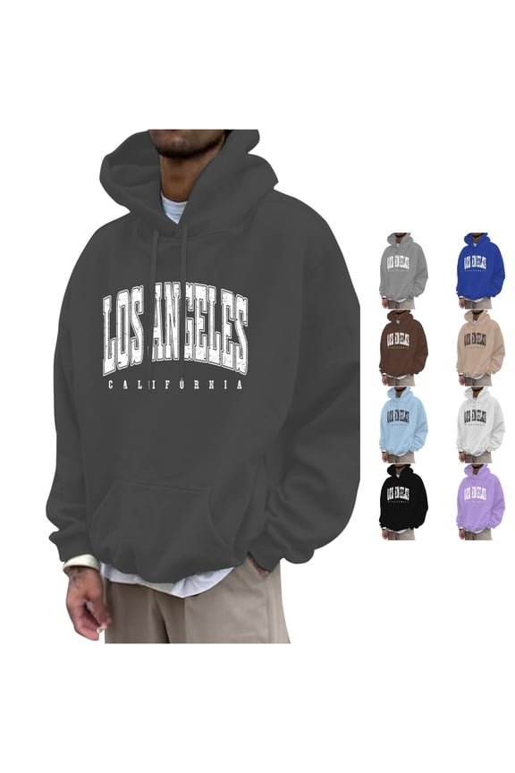 Men's Fashion Casual Part Print Hooded Pullover Long Sleeve Hooded Sweater Tops Preppy Hoodies XL