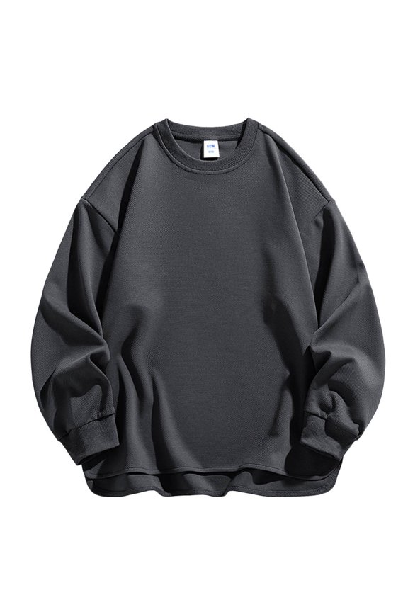 Men's Fashion Casual Pullover Sweatshirt Round Neck Solid Color Pineapple Check Pattern Long Sleeve Top for Autumn Spring Wear Oversized Pullover Long Sleeve Crewneck Casual Tops