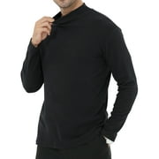PDBOKEW Men's Turtleneck Pullover Sweater Long Sleeve Slim Fit Lightweight Casual Basic Knit Solid Black L