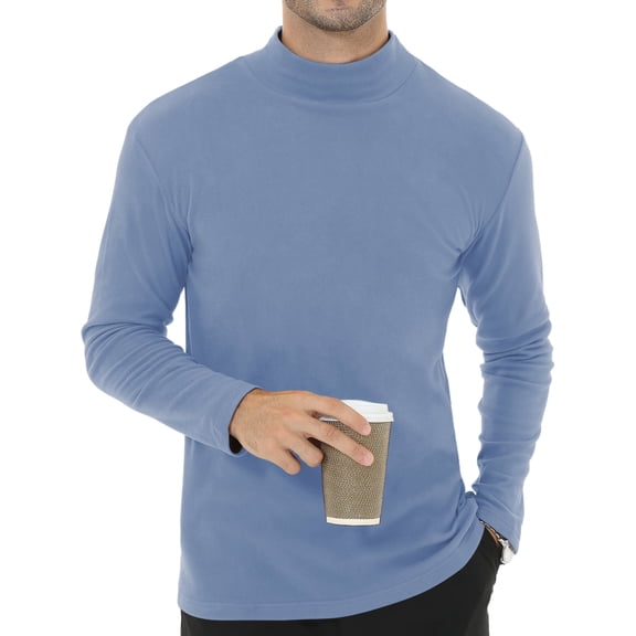 Men's Lightweight Pullover Sweatshirt Long Sleeve Casual Knit Top Soft Comfortable Streetwear & Lounge Wear Grey blue L