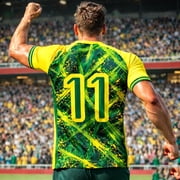 Mens Fashion Casual Soccer Brazil Style Soccer Printed Sport Breathable Short Sleeve Tops