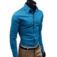 thumbnail image 1 of Men\'s Fashion Casual Solid Candy Color Long Sleeve Slim Fit Dress Shirt Top, 1 of 7