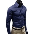 thumbnail image 1 of Men\'s Fashion Casual Solid Candy Color Long Sleeve Slim Fit Dress Shirt Top, 1 of 7