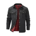thumbnail image 1 of Men's Fashion Casual Solid Color Plaid Work Jacket, Mature Style Button Down Outerwear With Flap Pockets, Spring Fall, 1 of 5