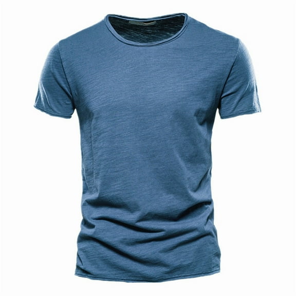 Men's Fashion Casual Solid Cotton T-Shirt - O Neck Short Sleeve, Lightweight for Daily Wear, S-XXXXXL