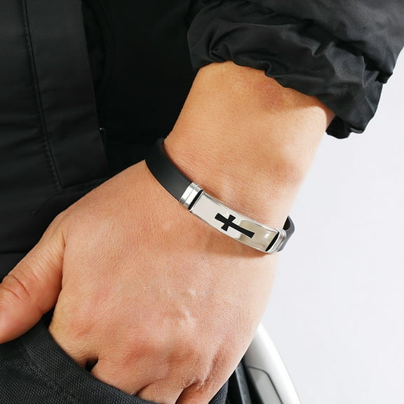 Men's Fashion Casual Stainless Steel Cross Shelf Bracelet