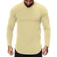 thumbnail image 1 of Men's Fashion Casual T Shirt Sports Fitness Outdoor Round Neck Long Sleeve Curved Hem Comfortable Breathable Lightweight Top Men's Lightweight Crewneck Tee Tops, 1 of 5