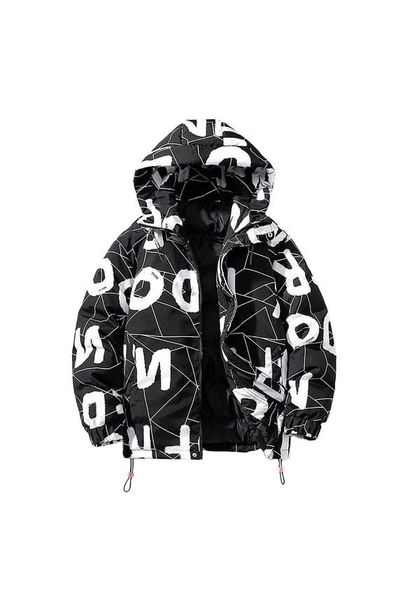 Men's Fashion Casual Trend Texture Letter Style Winter Thick Jacket