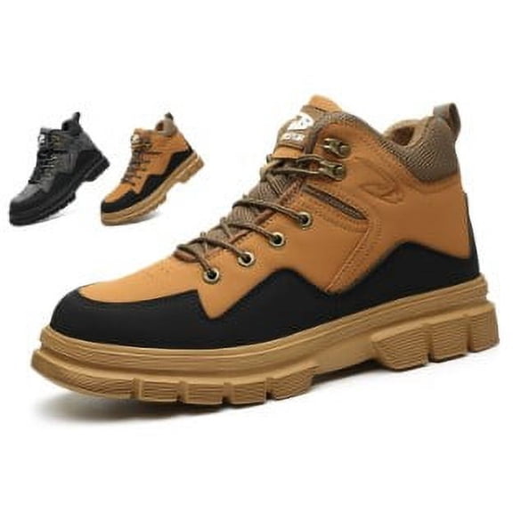 Men's Fashion Classic Work Safety Boots, Indestructible Steel Toe Waterproof Non-Slip More Warm Men's Work Shoes