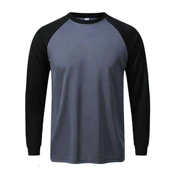 Men's Fashion Color Blocked Long Sleeve Athletic T Shirt Breathable Workout Top for Running Gym Training Men's Oversized Tshirts Workout T-Shirt