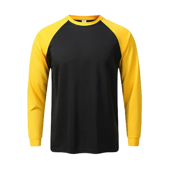 Men's Fashion Color Blocked Long Sleeve Sports T-Shirt Breathable Activewear Top for Gym Running Workout Casual Wear Men's Oversized Tshirts Workout T-Shirt