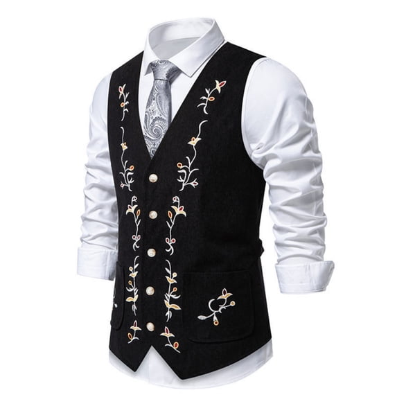 Men's Fashion Color Contrast Embroidered Suit Vest