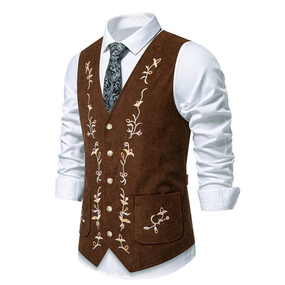 Men's Fashion Color Contrast Embroidered Suit Vest