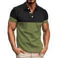thumbnail image 1 of Men's Fashion Colorblock Polo Shirt Casual Short Sleeve Casual Lapel Golf Shirt Tops, 1 of 5