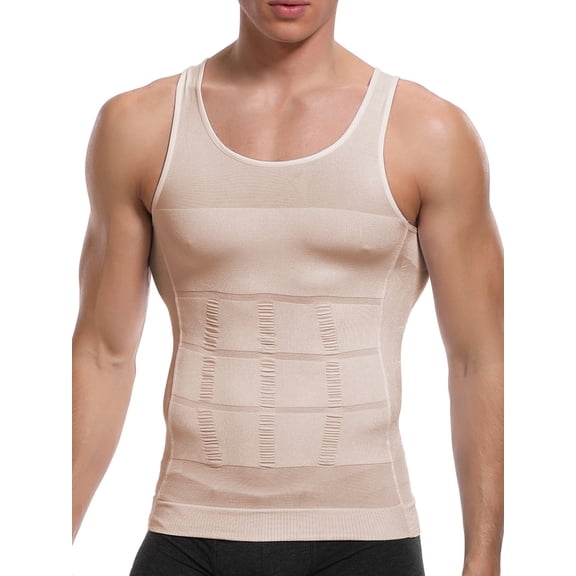 Men's Fashion Compression Undershirts Ultra Slimming Body Shaper Belly Control Vest Workout Active Gynecomastia Tank Tops