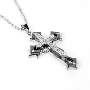 ANGFENG Men's Fashion Cross Pendant Stainless Steel Chain Necklace Jewelry Charm Gift