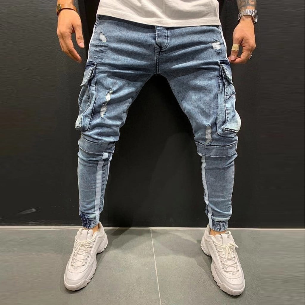 Distressed Jeans with Side Pockets