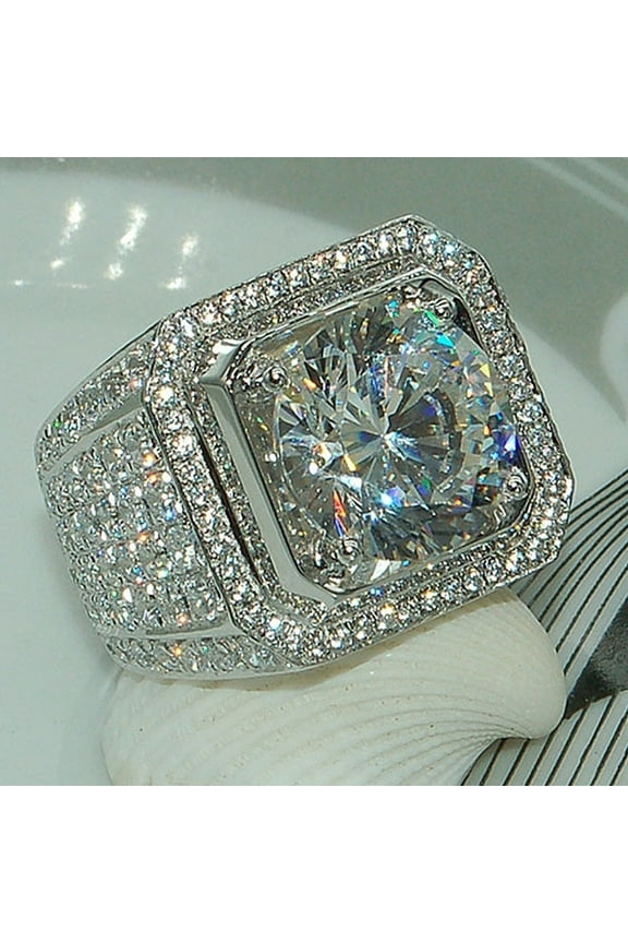 Men's Fashion Domineering Full Diamond Micro Zircon Ring