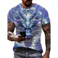 thumbnail image 1 of Men's Fashion Dragon Pattern 3D Printed T-Shirt, Animal Pattern Short Sleeve Street Style T-Shirt, Summer Casual Men's Top, Polyester Knitted Fabric, Geometric Pattern, Round Neck, Slim Fit Style, 1 of 6