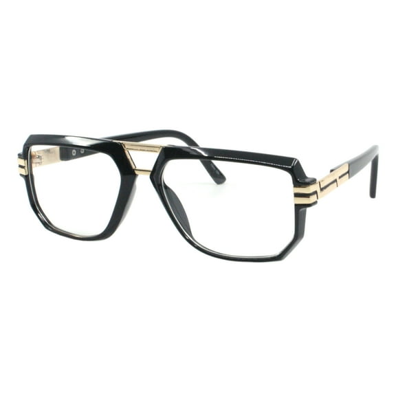 Men's Fashion Eyeglasses Geometric Square Clear Lens Glasses UV400 Black Gold