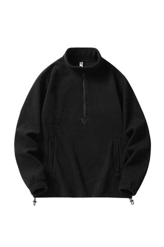 Men's Fashion Fallow Half Zipper Solid Color Long Sleeve Carry Pockets High Collar Jacket