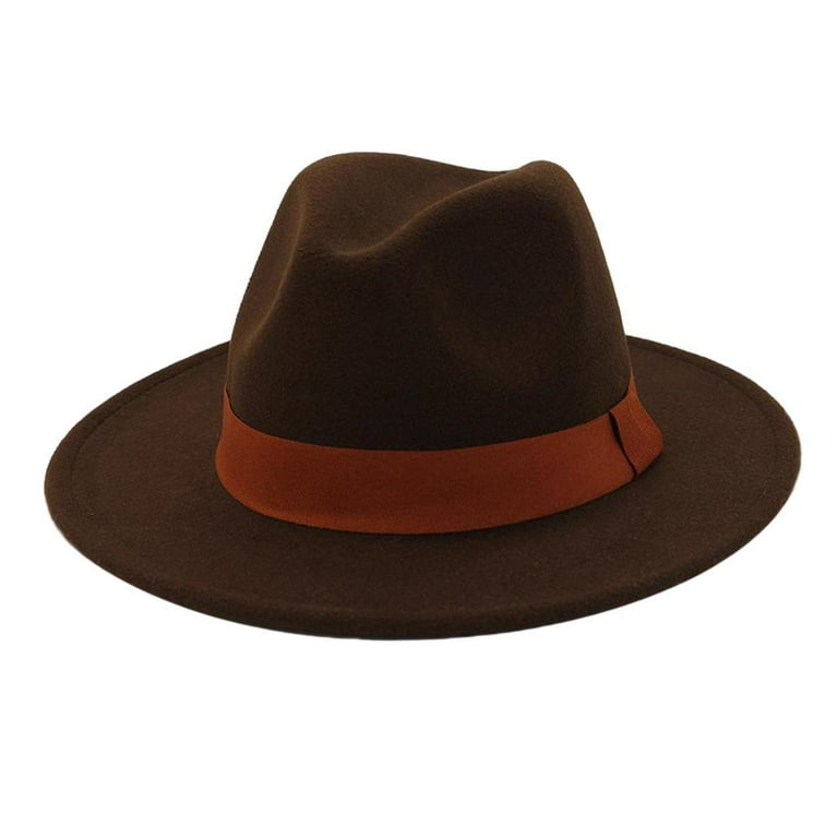 Men's Fashion Flat Part Fedora Hat, Breathable Ribbon, Belt, Wide Brim,  Felt, British