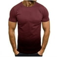 thumbnail image 1 of Men's Fashion Gradient Short Sleeves Performance Workout Slim Fit T-Shirt Casual Contrast Color Tee, 1 of 3