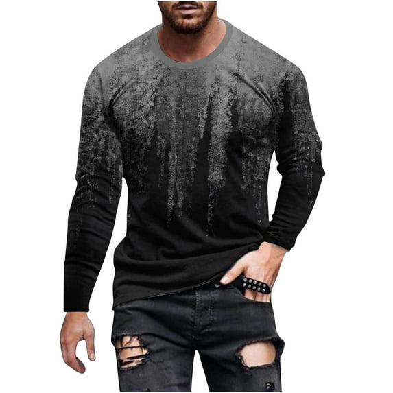 Men's Fashion Graphic Print Sweatshirts Plus Size Crew Neck Pullover Tops Fall Winter Casual Loose Long Sleeve Shirts