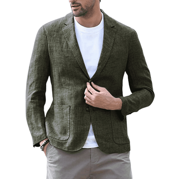 Men's Fashion Hemp Sports Coat - Stylish and Casual Suit Jacket