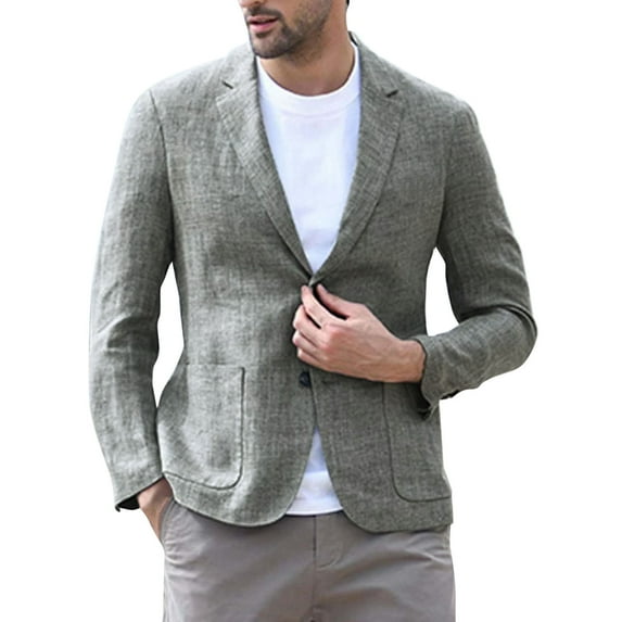 Men's Fashion Hemp Sports Coat - Stylish and Casual Suit Jacket