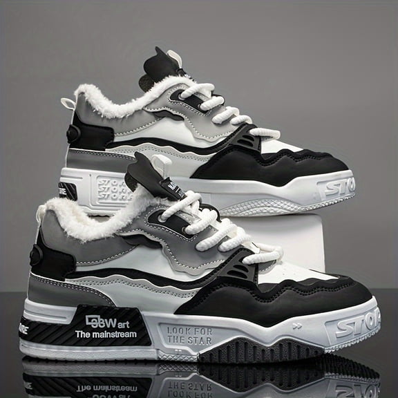 Men's Fashion High-Top Sneakers - Warm, Comfortable Lace-Up Casual Shoes for Outdoor Walking & Jogging, All-Season