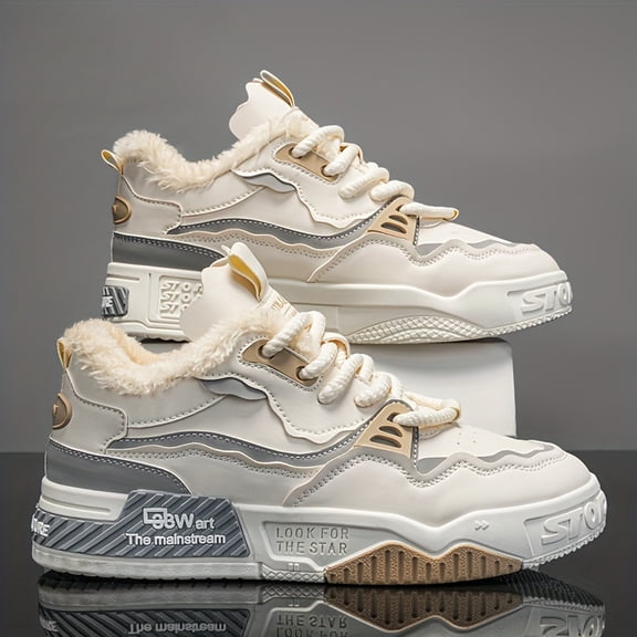 Men's Fashion High-Top Sneakers - Warm, Comfortable Lace-Up Casual Shoes for Outdoor Walking & Jogging, All-Season