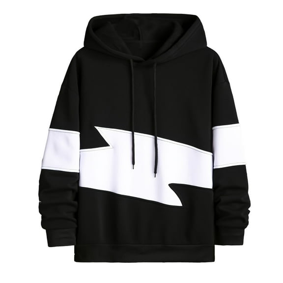 Men's Fashion Hoodies Qiggri Men's Color Block Pullover Hoodie Casual Fleece Long Sleeve Hooded Sweatshirt