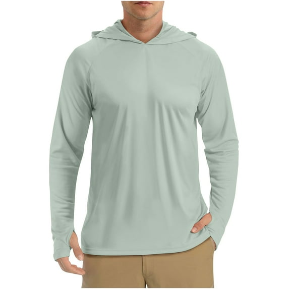 Men's Fashion Hoodies Qiggri Men's Summer Sunscreen Lightweight Breathable And Solid Color Long Sleeve Hooded Blouse
